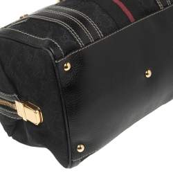 Pre Owned Gucci Black GG Canvas And Leather Medium Aviatrix Boston Bag