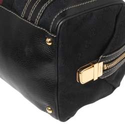 Pre Owned Gucci Black GG Canvas And Leather Medium Aviatrix Boston Bag