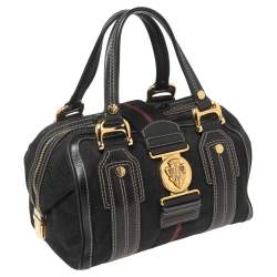 Pre Owned Gucci Black GG Canvas And Leather Medium Aviatrix Boston Bag