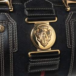 Pre Owned Gucci Black GG Canvas And Leather Medium Aviatrix Boston Bag