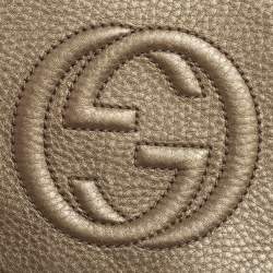 Pre Owned Gucci Metallic Beige Leather Soho Chain Crossbody Bag
