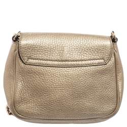 Pre Owned Gucci Metallic Beige Leather Soho Chain Crossbody Bag
