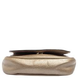 Pre Owned Gucci Metallic Beige Leather Soho Chain Crossbody Bag