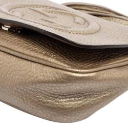Pre Owned Gucci Metallic Beige Leather Soho Chain Crossbody Bag