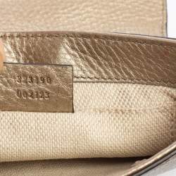 Pre Owned Gucci Metallic Beige Leather Soho Chain Crossbody Bag