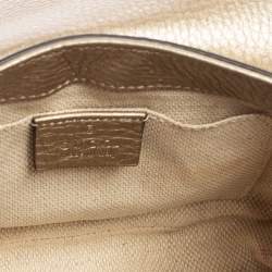 Pre Owned Gucci Metallic Beige Leather Soho Chain Crossbody Bag