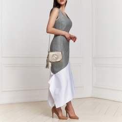 Pre Owned Gucci Metallic Beige Leather Soho Chain Crossbody Bag