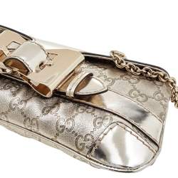 Pre Owned Gucci Metallic Gold Guccissima Leather Queen Bow Chain Clutch