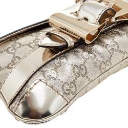 Pre Owned Gucci Metallic Gold Guccissima Leather Queen Bow Chain Clutch