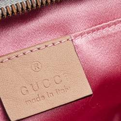 Pre Owned Gucci Metallic Silver Pearl Studded Matelassé Leather GG Marmont Shoulder Bag