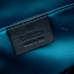 Pre Owned Gucci Black Leather And Suede Small Ophidia Dragon Embroidered Shoulder Bag