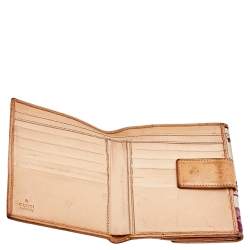 Gucci White/Pink Floral Print Canvas And Leather Compact Wallet