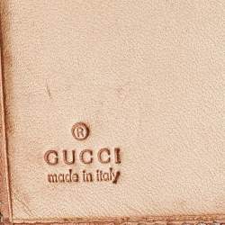 Gucci White/Pink Floral Print Canvas And Leather Compact Wallet