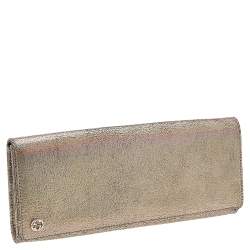 Gucci Metallic Hologram Leather Interlocking G Flap Continental Wallet