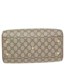 Pre Owned Gucci Beige/Brown GG Supreme Canvas and Leather Boston Bag
