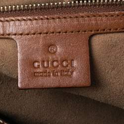 Pre Owned Gucci Beige/Brown GG Supreme Canvas and Leather Boston Bag
