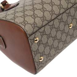 Pre Owned Gucci Beige/Brown GG Supreme Canvas and Leather Boston Bag