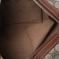 Pre Owned Gucci Beige/Brown GG Supreme Canvas and Leather Boston Bag