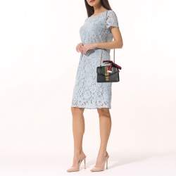 Pre Owned حقيبة كروس غوتشي سيلفي جلد أسود بنمط ويب بسلسلة صغيرة