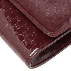 Pre Owned حقيبة كلتش غوتشي برودواي متوسطة جلد لامع مايكروغوتشيسيما عنابي