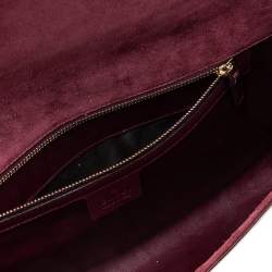 Pre Owned حقيبة كلتش غوتشي برودواي متوسطة جلد لامع مايكروغوتشيسيما عنابي