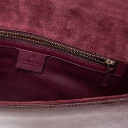 Pre Owned حقيبة كلتش غوتشي برودواي متوسطة جلد لامع مايكروغوتشيسيما عنابي