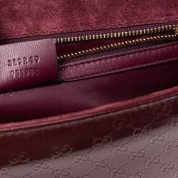 Pre Owned حقيبة كلتش غوتشي برودواي متوسطة جلد لامع مايكروغوتشيسيما عنابي