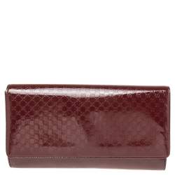 Pre Owned حقيبة كلتش غوتشي برودواي متوسطة جلد لامع مايكروغوتشيسيما عنابي