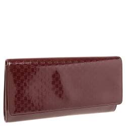 Pre Owned حقيبة كلتش غوتشي برودواي متوسطة جلد لامع مايكروغوتشيسيما عنابي