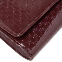 Pre Owned حقيبة كلتش غوتشي برودواي متوسطة جلد لامع مايكروغوتشيسيما عنابي