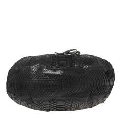 Pre Owned Gucci Black Python and Leather Medium Icon Bit Convertible Hobo