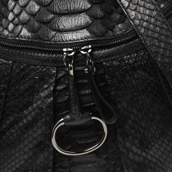 Pre Owned Gucci Black Python and Leather Medium Icon Bit Convertible Hobo