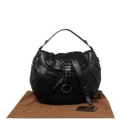 Pre Owned Gucci Black Python and Leather Medium Icon Bit Convertible Hobo