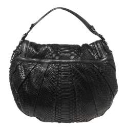 Pre Owned Gucci Black Python and Leather Medium Icon Bit Convertible Hobo