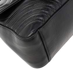 مملوكة مسبقًا حقيبة غوتشي يد علوية ميني مارمونت جي جي جلد مبطن أسود