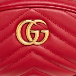 مملوكة مسبقًا حقيبة حزام غوتشي جي جي مارمونت جلد ماتيلاس أحمر