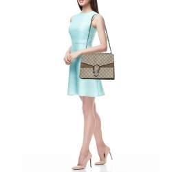 مملوكة مسبقًا Gucci Beige GG Coated Canvas and Suede Medium Dionysus Shoulder Bag