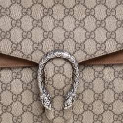 مملوكة مسبقًا Gucci Beige GG Coated Canvas and Suede Medium Dionysus Shoulder Bag