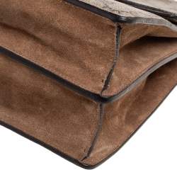 مملوكة مسبقًا Gucci Beige GG Coated Canvas and Suede Medium Dionysus Shoulder Bag