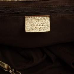 Pre Owned Gucci Gold/Beige GG Canvas And Leather Abbey D-Ring Shoulder Bag
