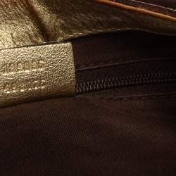 Pre Owned Gucci Gold/Beige GG Canvas And Leather Abbey D-Ring Shoulder Bag