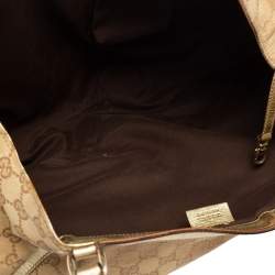 Pre Owned Gucci Gold/Beige GG Canvas And Leather Abbey D-Ring Shoulder Bag