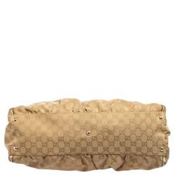 Pre Owned Gucci Gold/Beige GG Canvas And Leather Abbey D-Ring Shoulder Bag