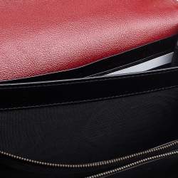 مملوكة مسبقًا Gucci Black/Red Leather GG Marmont Torchon Wallet On Chain