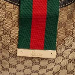 Pre Owned Gucci Beige GG Canvas New Ladies Web Hobo