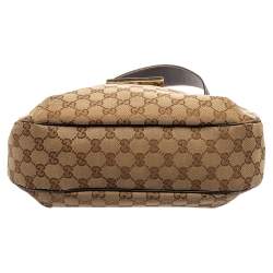 Pre Owned Gucci Beige GG Canvas New Ladies Web Hobo