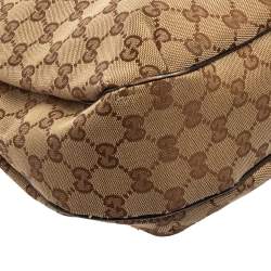 Pre Owned Gucci Beige GG Canvas New Ladies Web Hobo