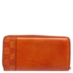 Gucci Burnt Orange Microguccissima Leather Zip Around Continental Wallet