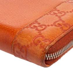 Gucci Burnt Orange Microguccissima Leather Zip Around Continental Wallet