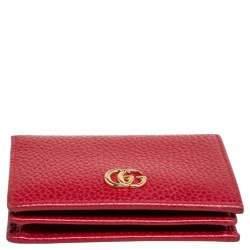 Gucci Red Leather GG Marmont Flap Card Case